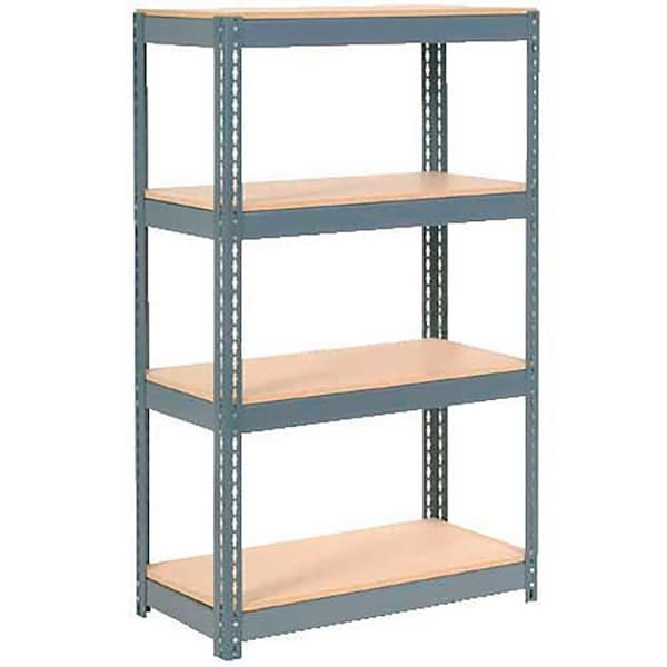 Extra Heavy Duty Shelving 36W x 24D x 72H With 4 Shelves, Wood Deck, Gry